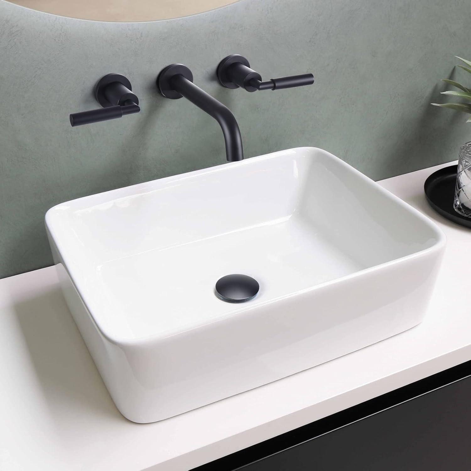 10.08" Widespread Bathroom Faucet 3 Hole, 2-handle Bathroom Sink Faucet with Drain Assembly