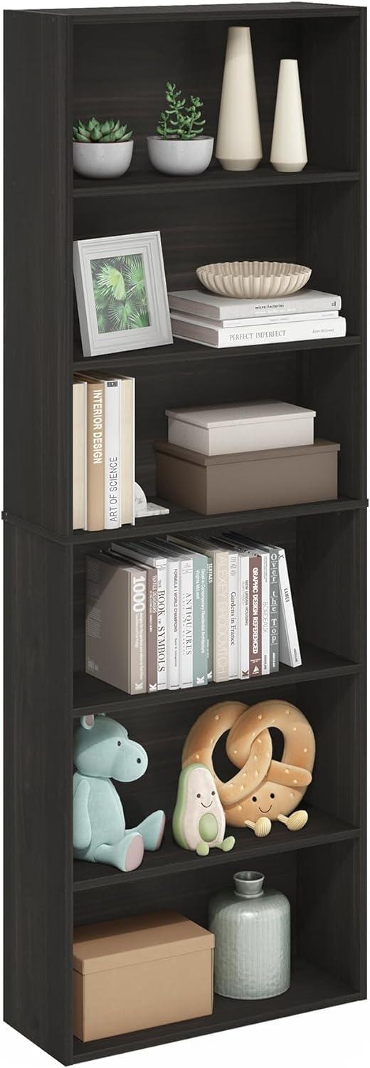 Furinno JAYA Simply Home Free Standing Adjustable 6-Tier Open Storage Bookcase, Espresso