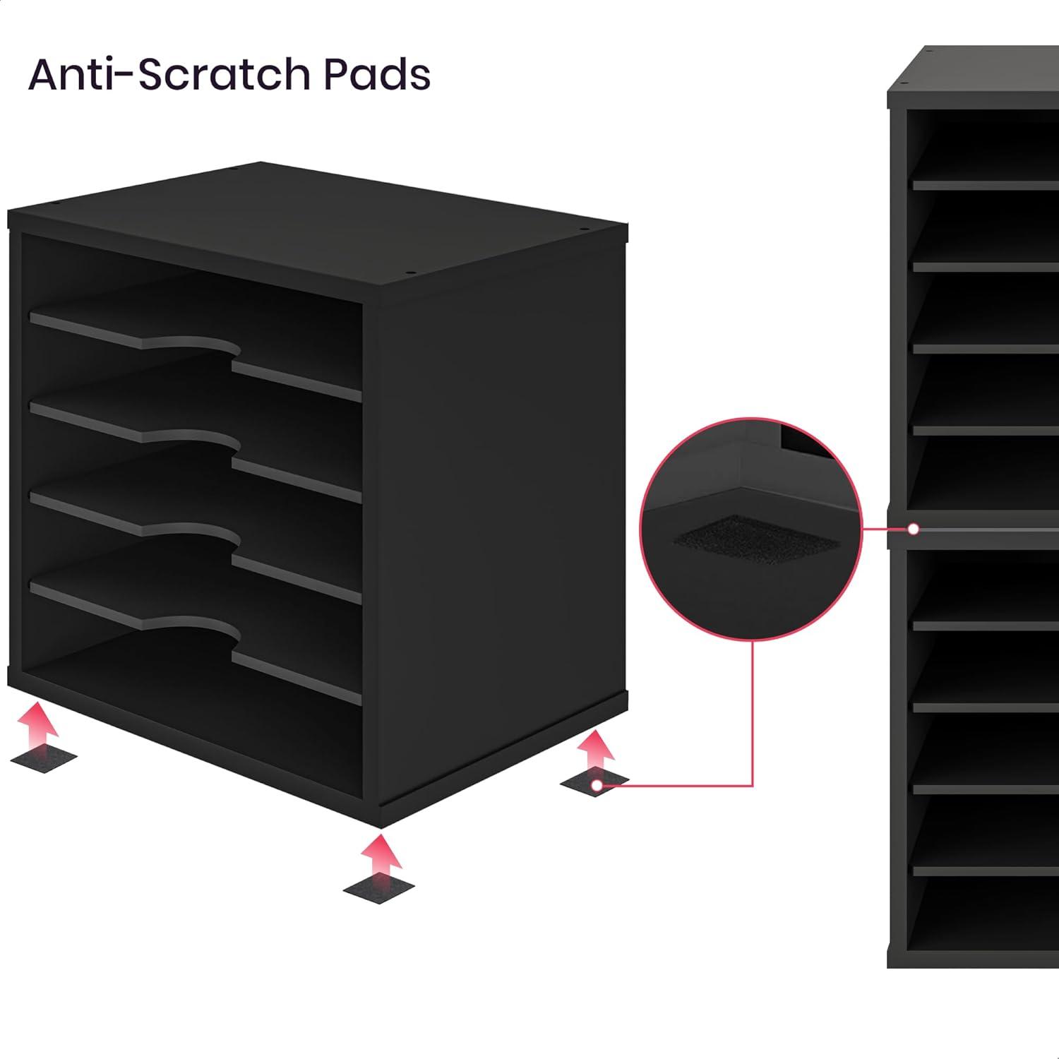 Ballucci 5-Tier Paper Organizer, File Holder, Mail Sorter, Wood Stackable Letter Tray, Gray