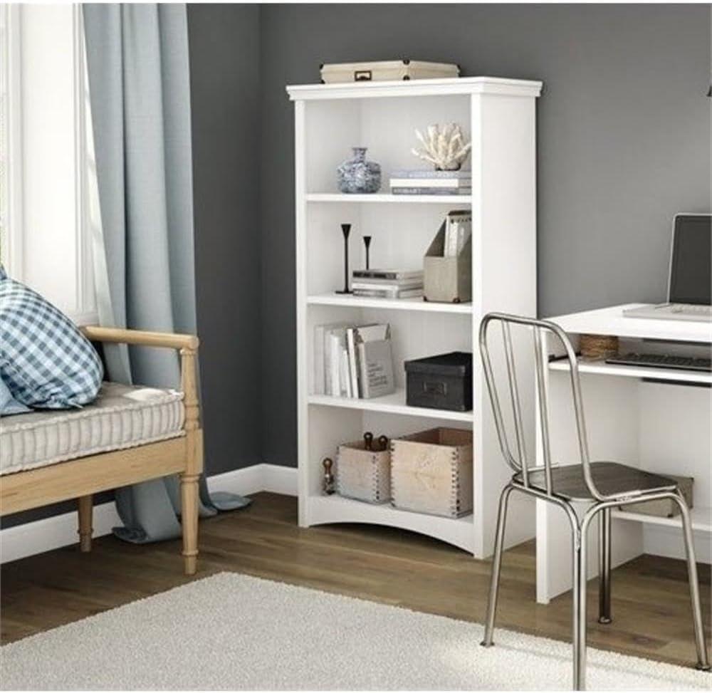 57.75" Gascony 4 Shelf Bookcase White - South Shore: Laminated, Adjustable, Anti-Tip