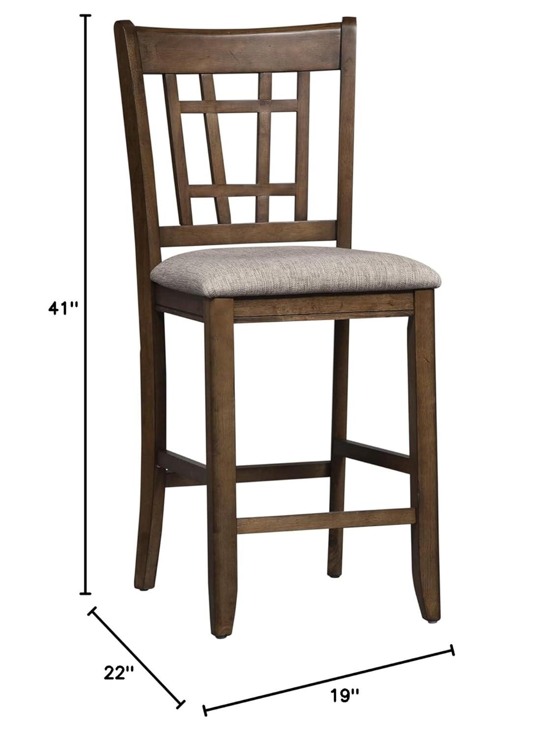 Santa Rosa Medium Brown 24 Inch Lattice Back Counter Chair-Set of 2