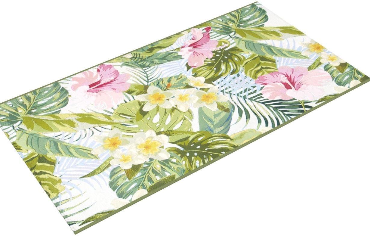 Barbados 500 BAR516 Power Loomed Indoor/Outdoor Area Rug - Green/Pink - 4'x6' - Safavieh