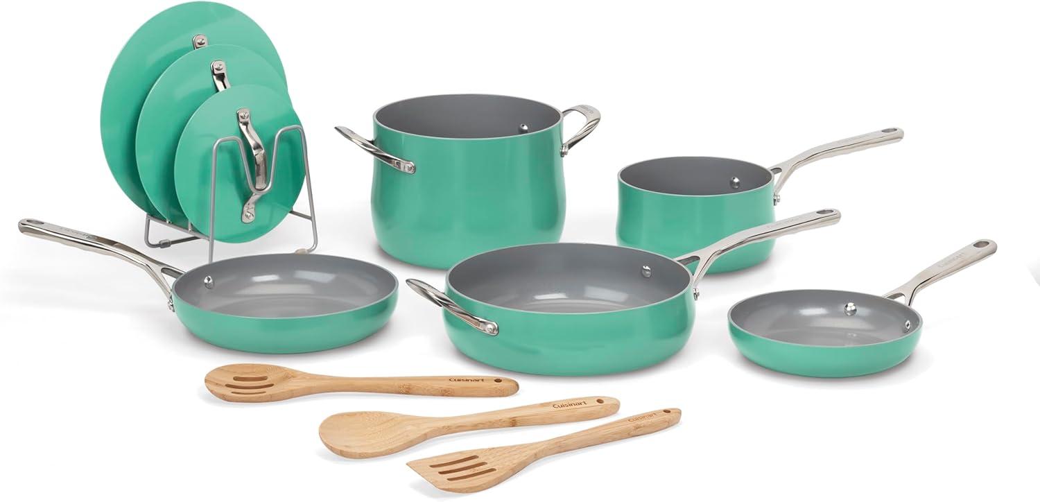 Cuisinart 12-Piece Turquoise Enamel Nonstick Cookware Set