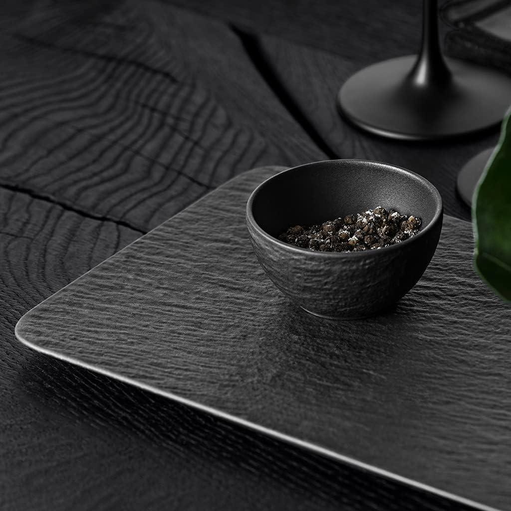 Black Textured Ceramic Rectangular Serving Tray