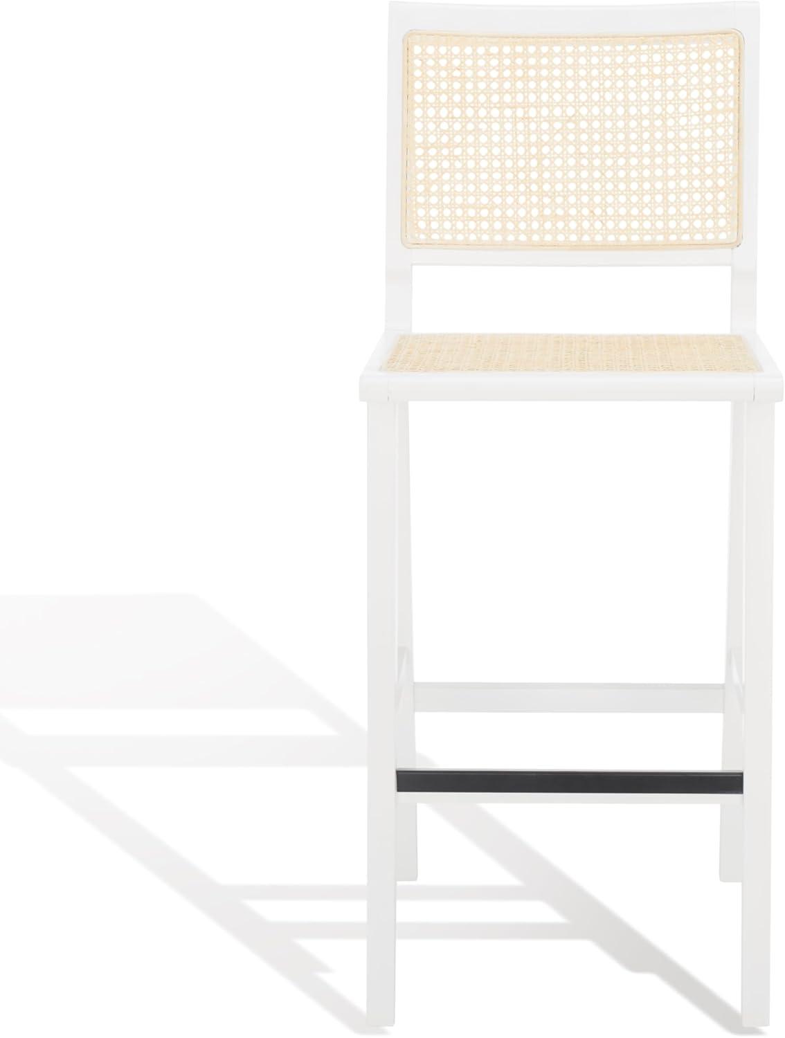 Hattie French Cane 45" Barstool in White & Natural Ash Wood