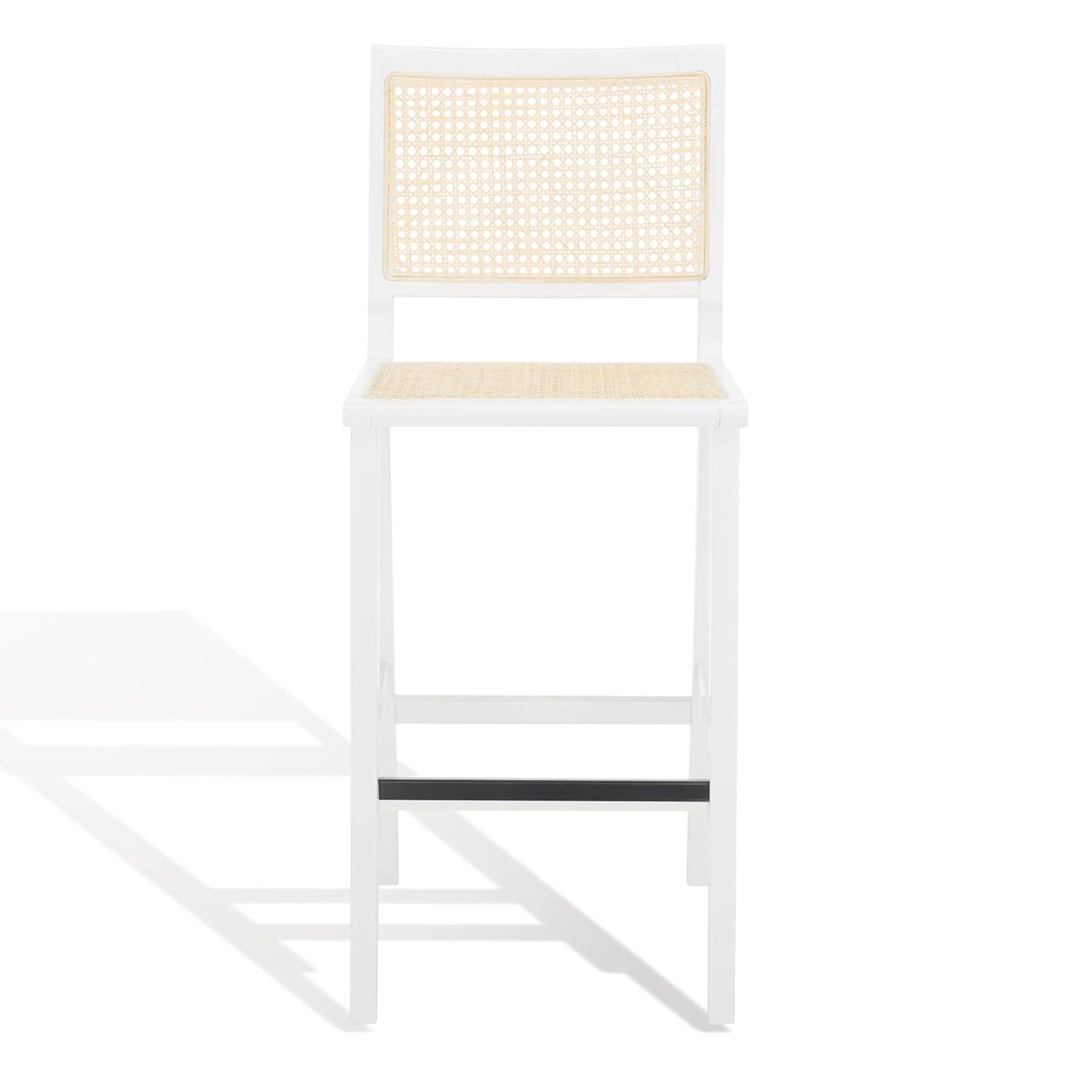 Hattie French Cane Barstool - SFV4140 - White/Natural - Safavieh Couture