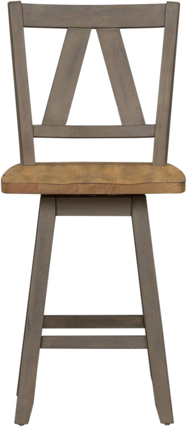 Gray and Sandstone Wood Counter Height Swivel Chair