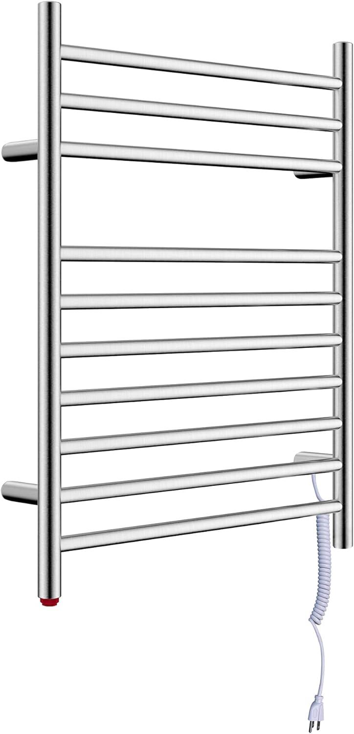 HEATGENE Towel Warmer, Heated Towel Warmer Rack, Wall-Mounted Hardwired/Plug-in Electric Towel Warmers for Bathroom, Hot Towel Rails - Matte Black
