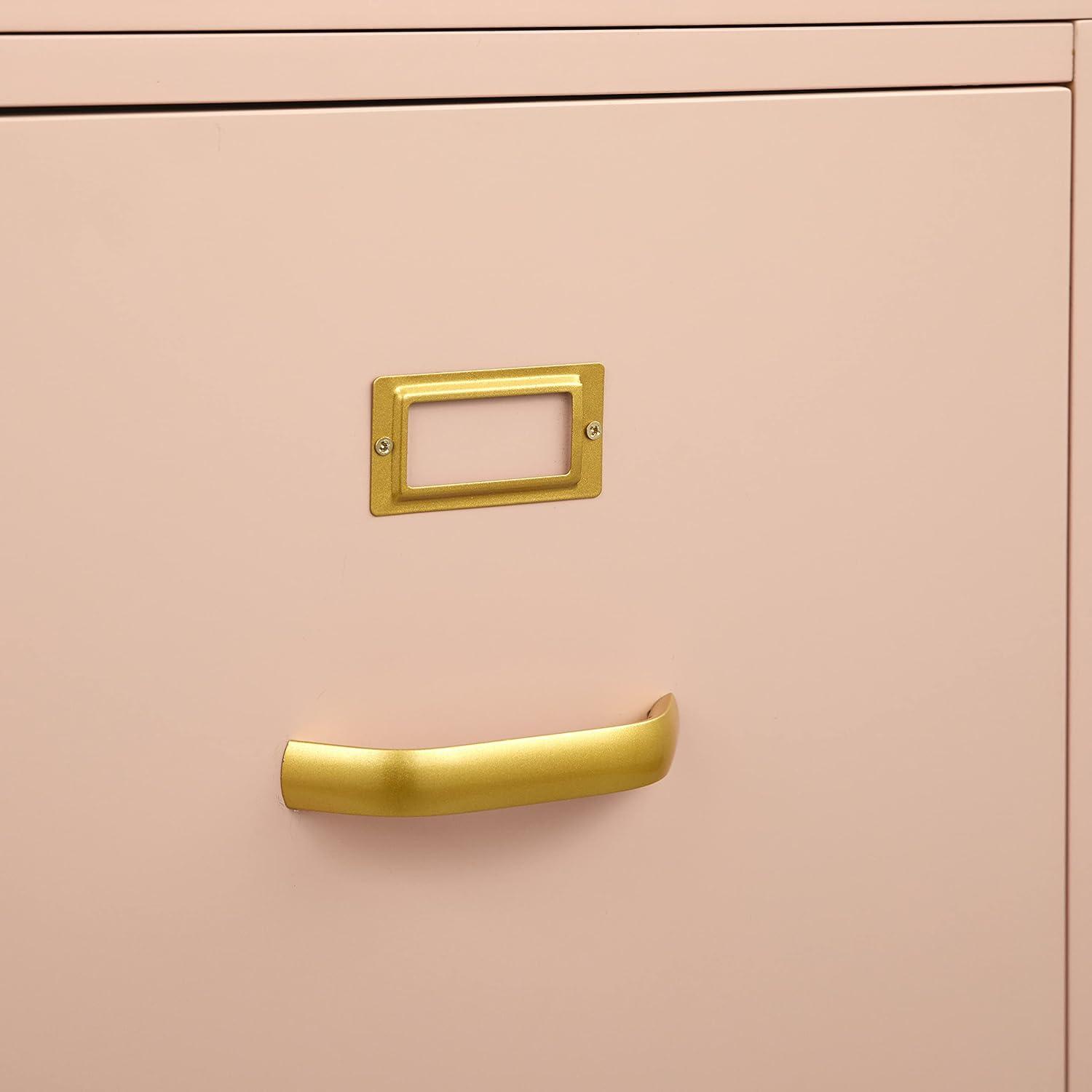 Buylateral 2 Drawer Dixie Filing Cabinet Blush Pink: Modern Vertical Storage, MDF Construction, 33"H x 15"W