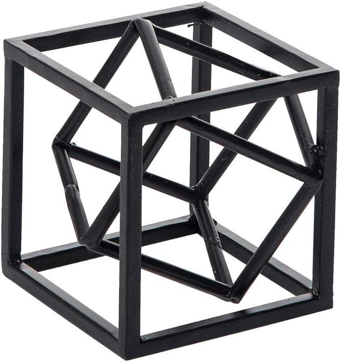 Black Geometric Cube Metal Decorative Sculpture