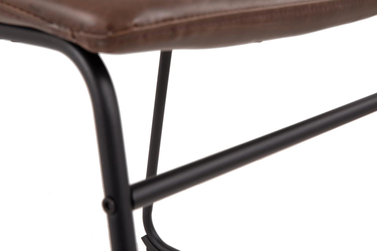 Low Brown Faux Leather Upholstered Metal Side Chair