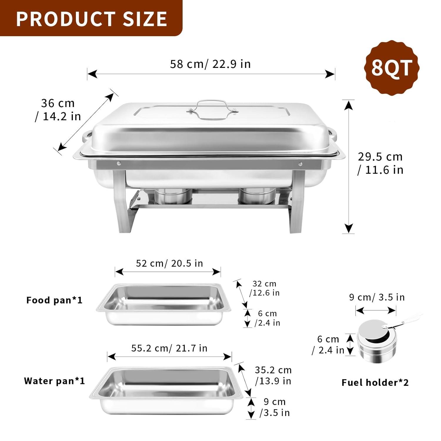 The Party Aisle™ Chafing Dishes For Buffet 4 Pack, 8 Qt Stainless Steel Chafers And Buffet Warmers Sets With Lid, Rectangle Serving Food Warmer Catering Supplies Buffet Display For Parties