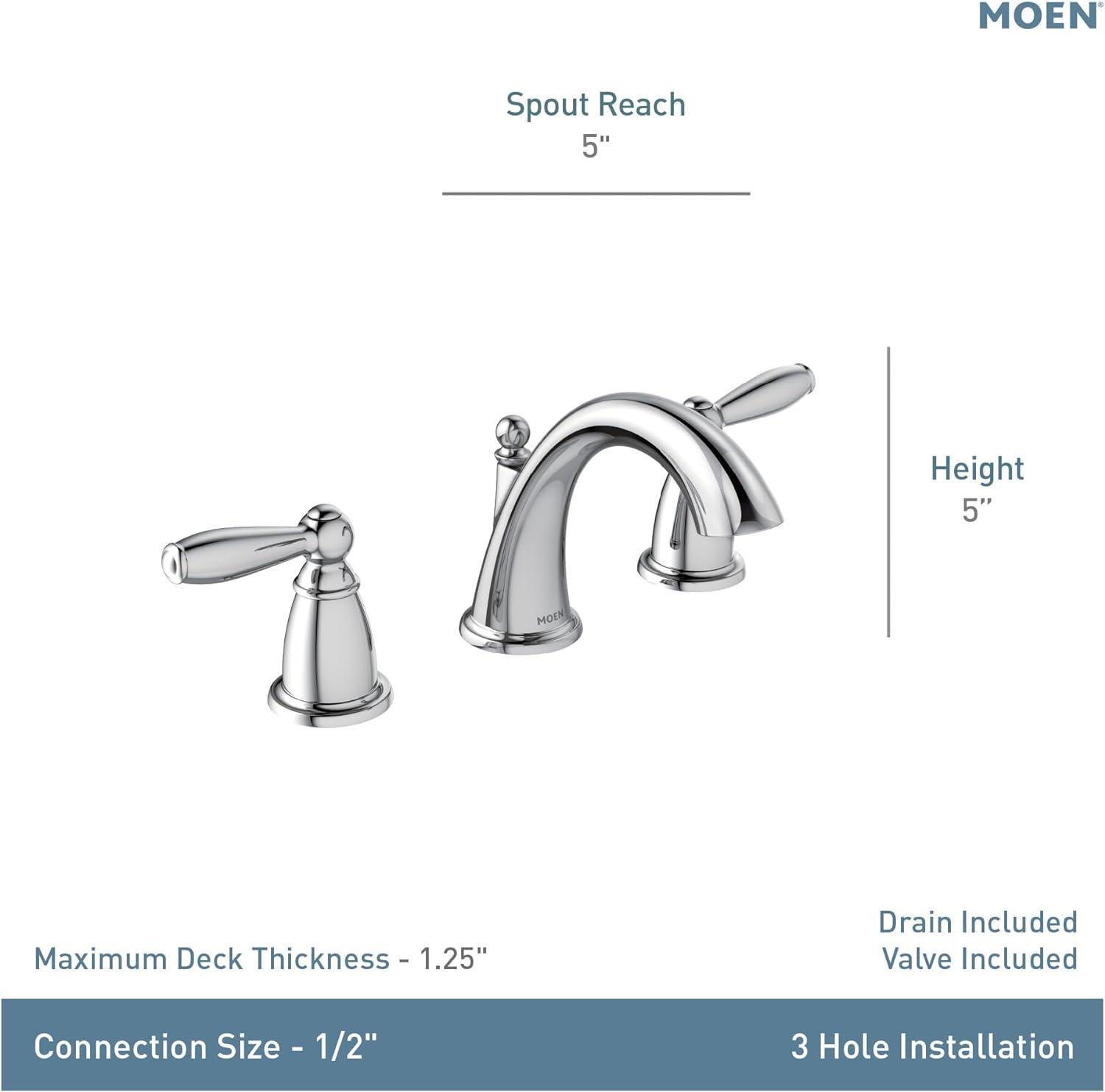 Moen Brantford Chrome Traditional Two-Handle High-Arc Widespread Bathroom Faucet With Drain Assembly, Valve Included