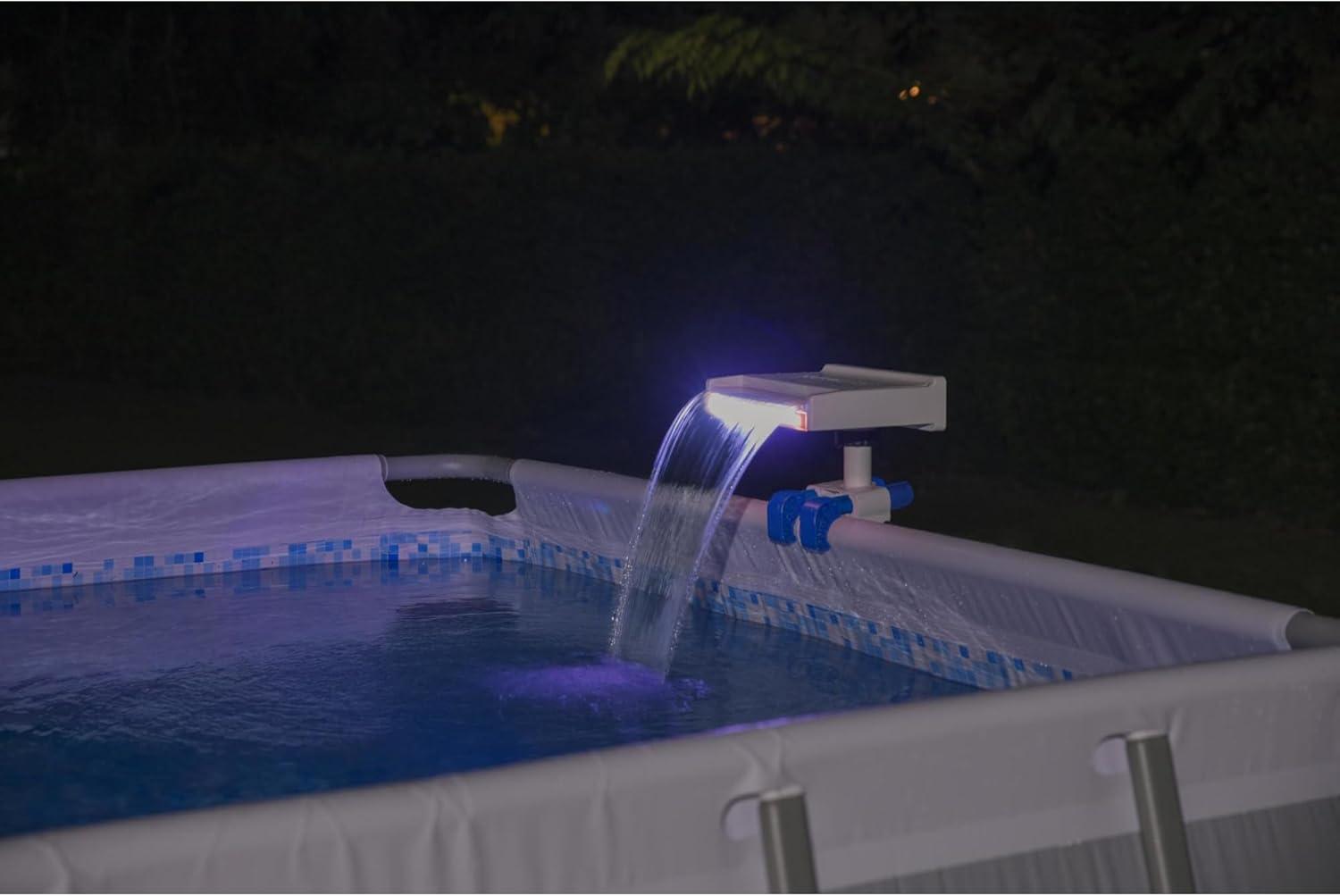 Bestway 58619E Flowclear Soothing 7 Mode Multi Colored LED Relaxing Waterfall Cascade Above Ground Swimming Pool Attachment, White