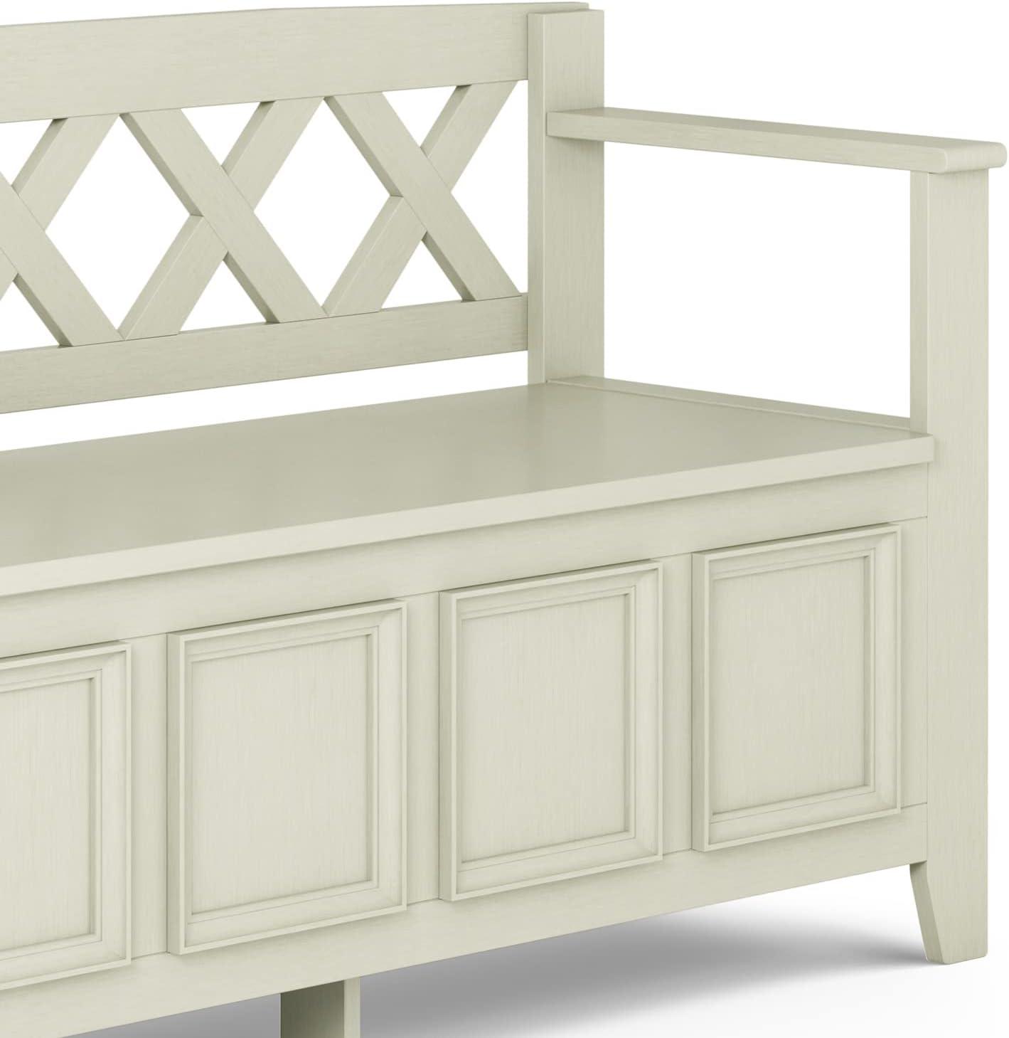 Simpli Home Amherst 48"W Solid Wood Entryway Storage Bench with Lift-Top Lid and Dual Compartments
