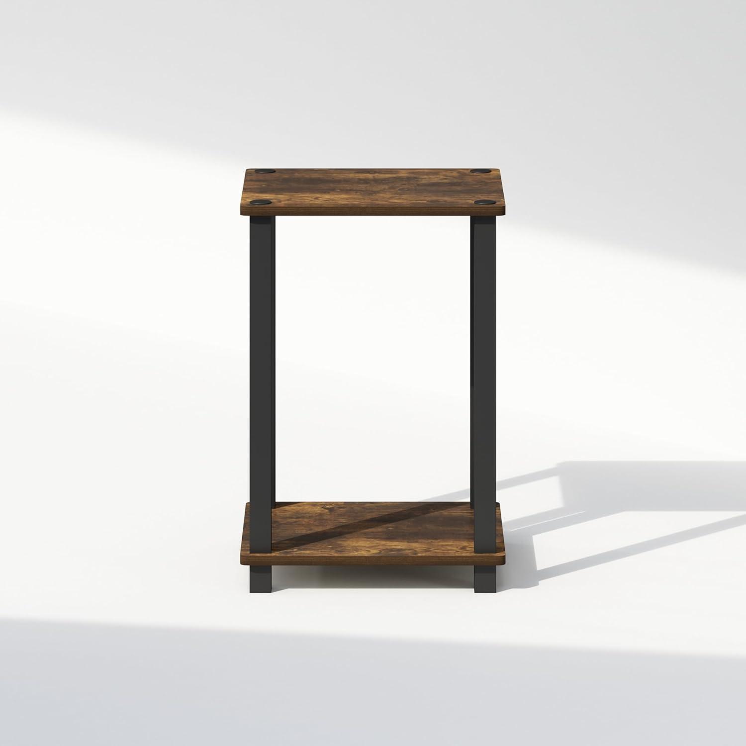 Amber Pine and Black Compact Wood Nightstand