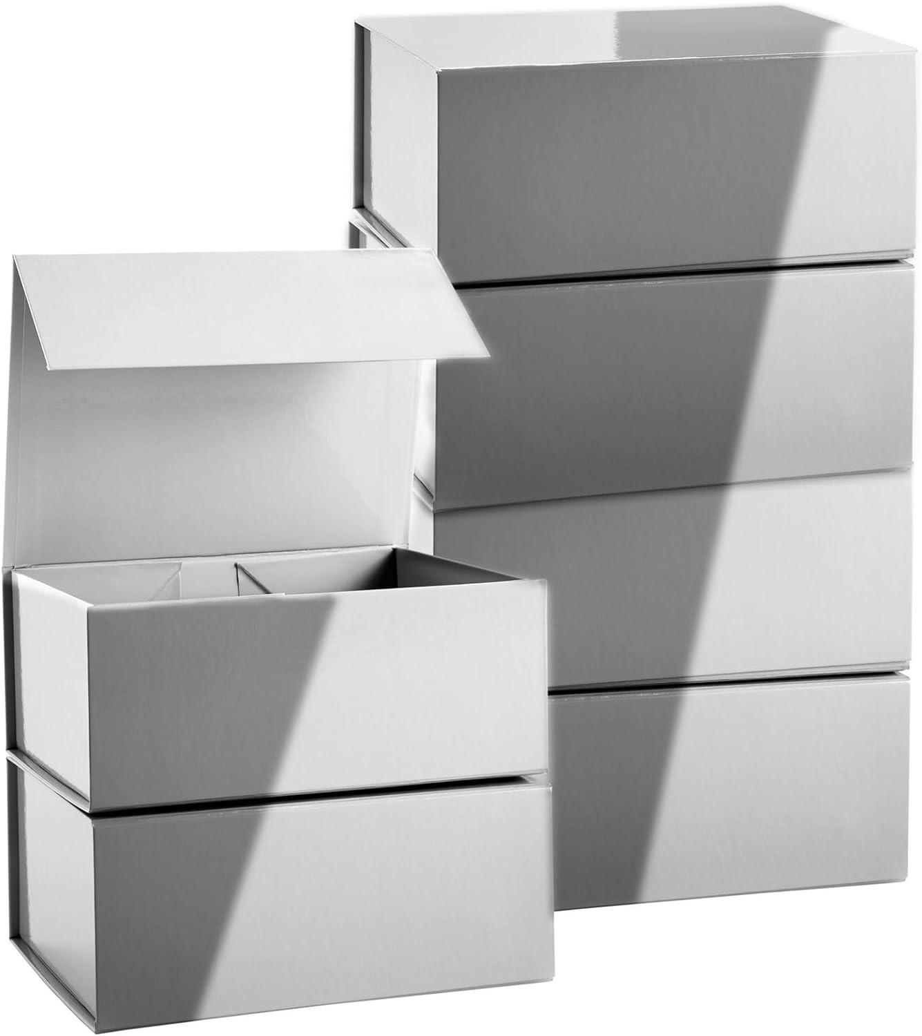 Stockroom Plus 6 Pack Magnetic Gift Boxes with Lids, 9.5x7x4 Inches for Birthday, Wedding, Groomsman and Bridesmaid Proposal Box, Gray