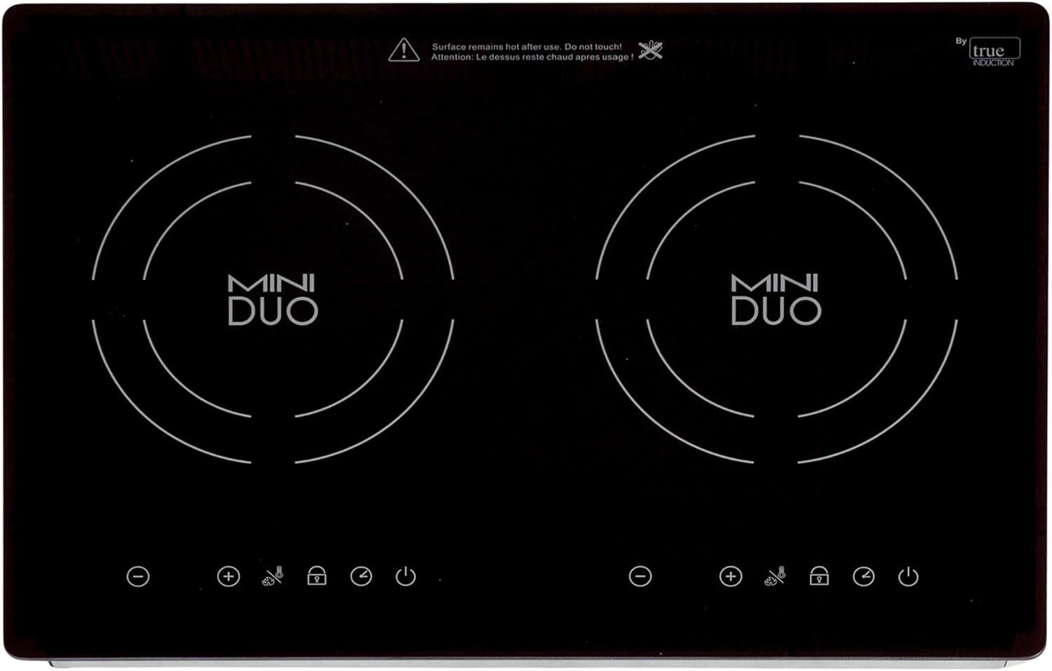 True Induction MD-2B Built-in UL858 Certified, 20-inch Mini Duo Dual Induction Cooktop 1750W Glass-Ceramic Top