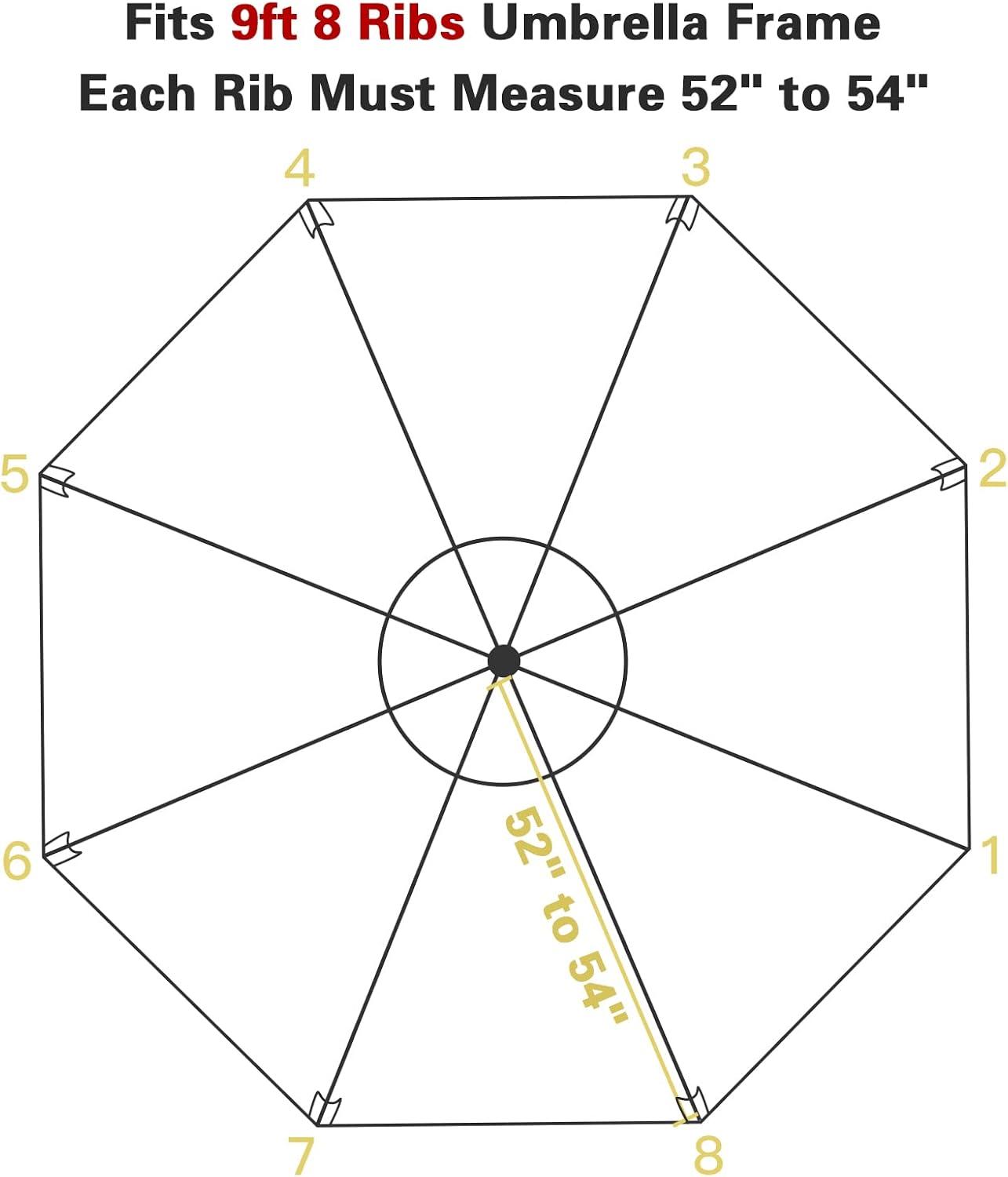 Sunnyglade 9ft Patio Umbrella Replacement Canopy Market Umbrella Top Outdoor Umbrella Canopy with 8 Ribs