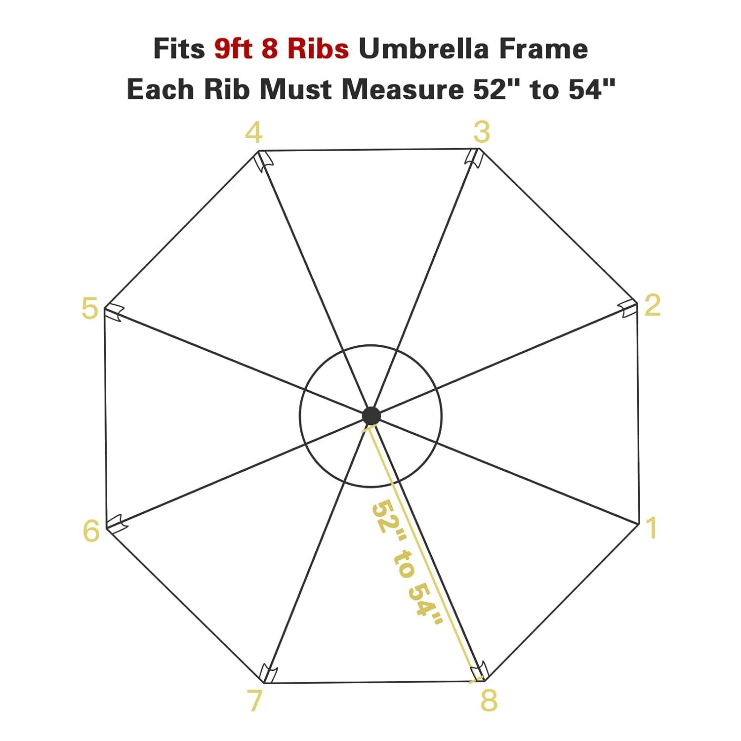 Sunnyglade 9ft Patio Umbrella Replacement Canopy Market Umbrella Top Outdoor Umbrella Canopy with 8 Ribs