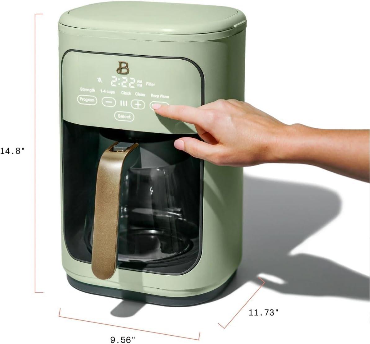Beautiful 14-Cup Programmable Drip Coffee Maker with Touch-Activated Display, Sage Green by Drew Barrymore