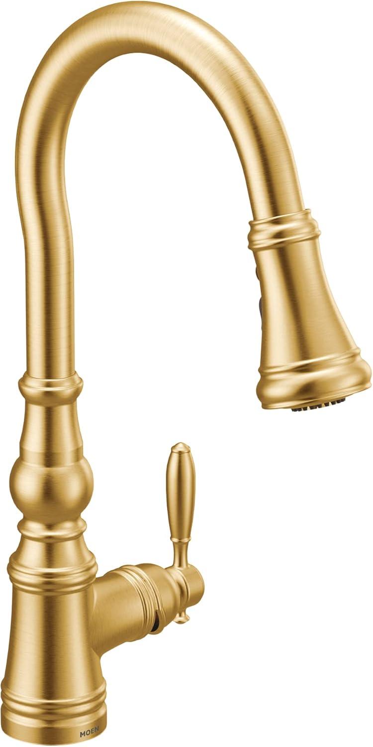 Brushed Gold Transitional Kitchen Faucet with Pull-out Spray