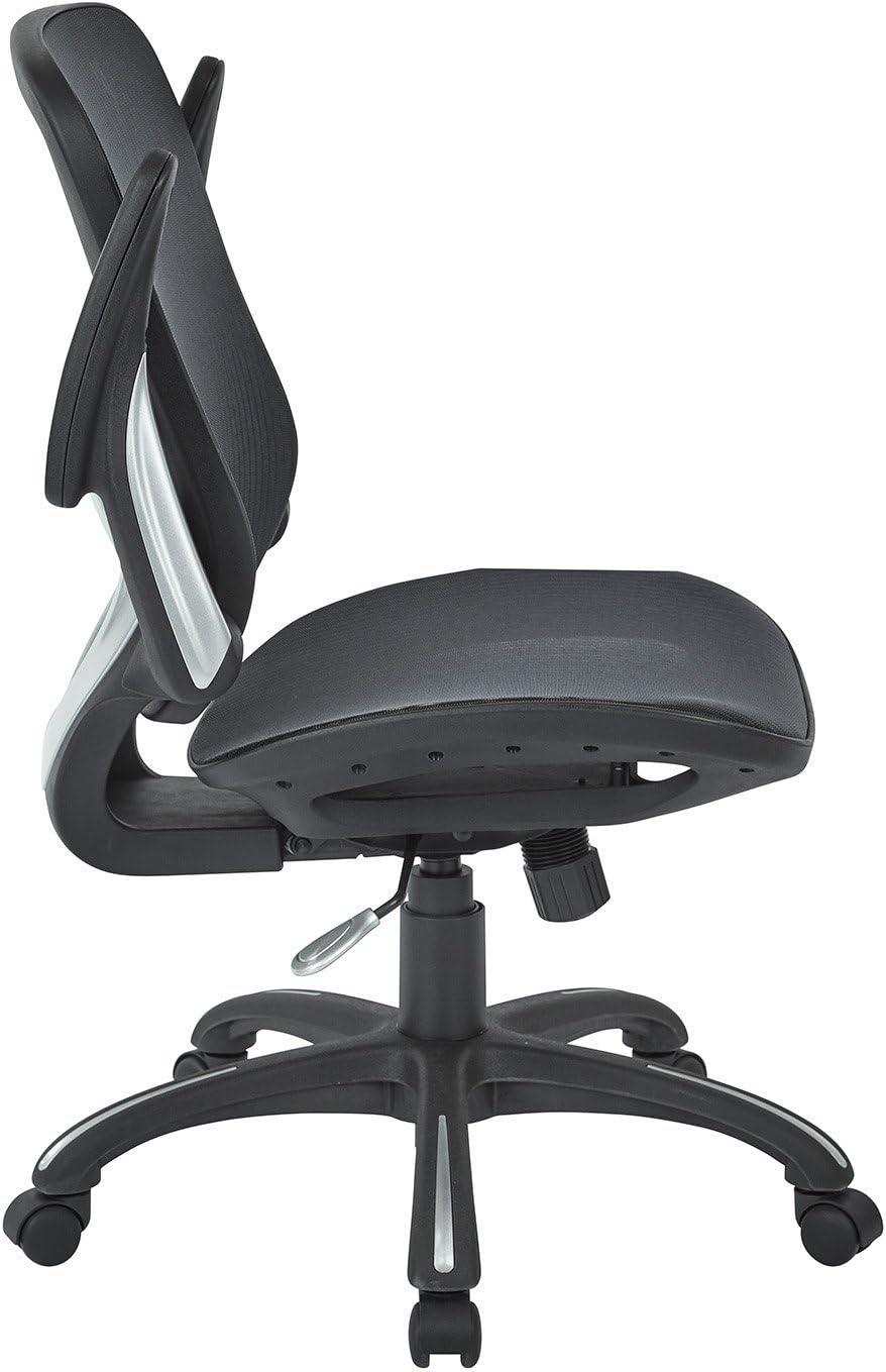 Black Mesh and Leather Executive Swivel Office Chair