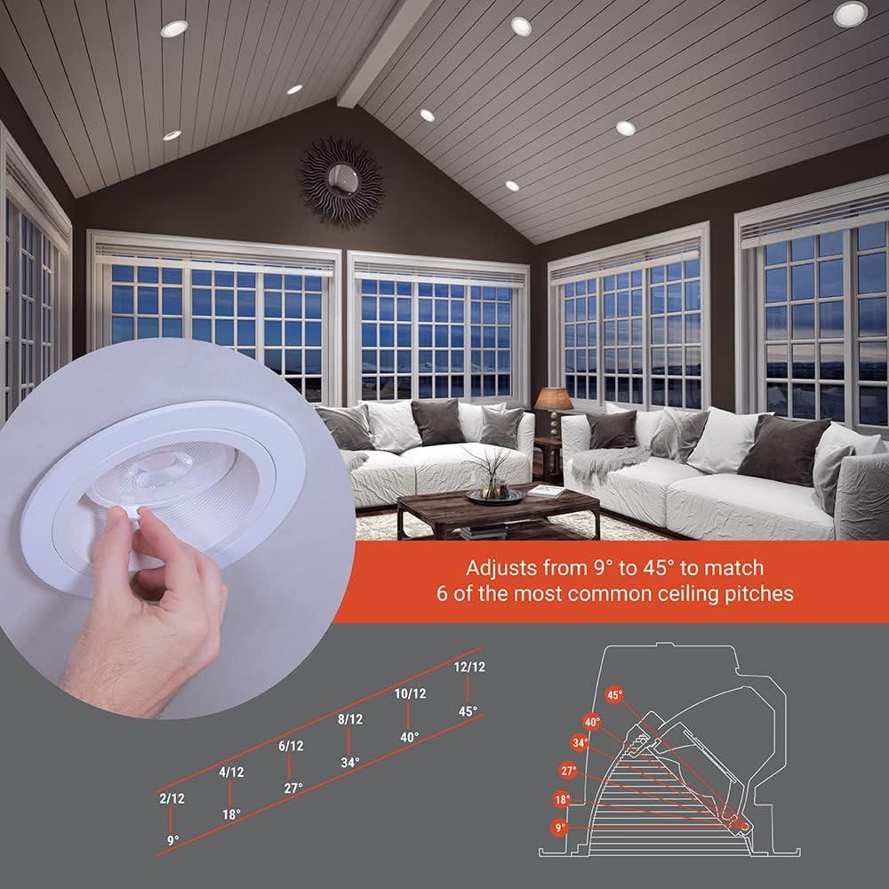 6 in. Selectable CCT 2700K to 5000K Integrated LED White Recessed Light, Sloped Ceiling Trim, LED direct mount module