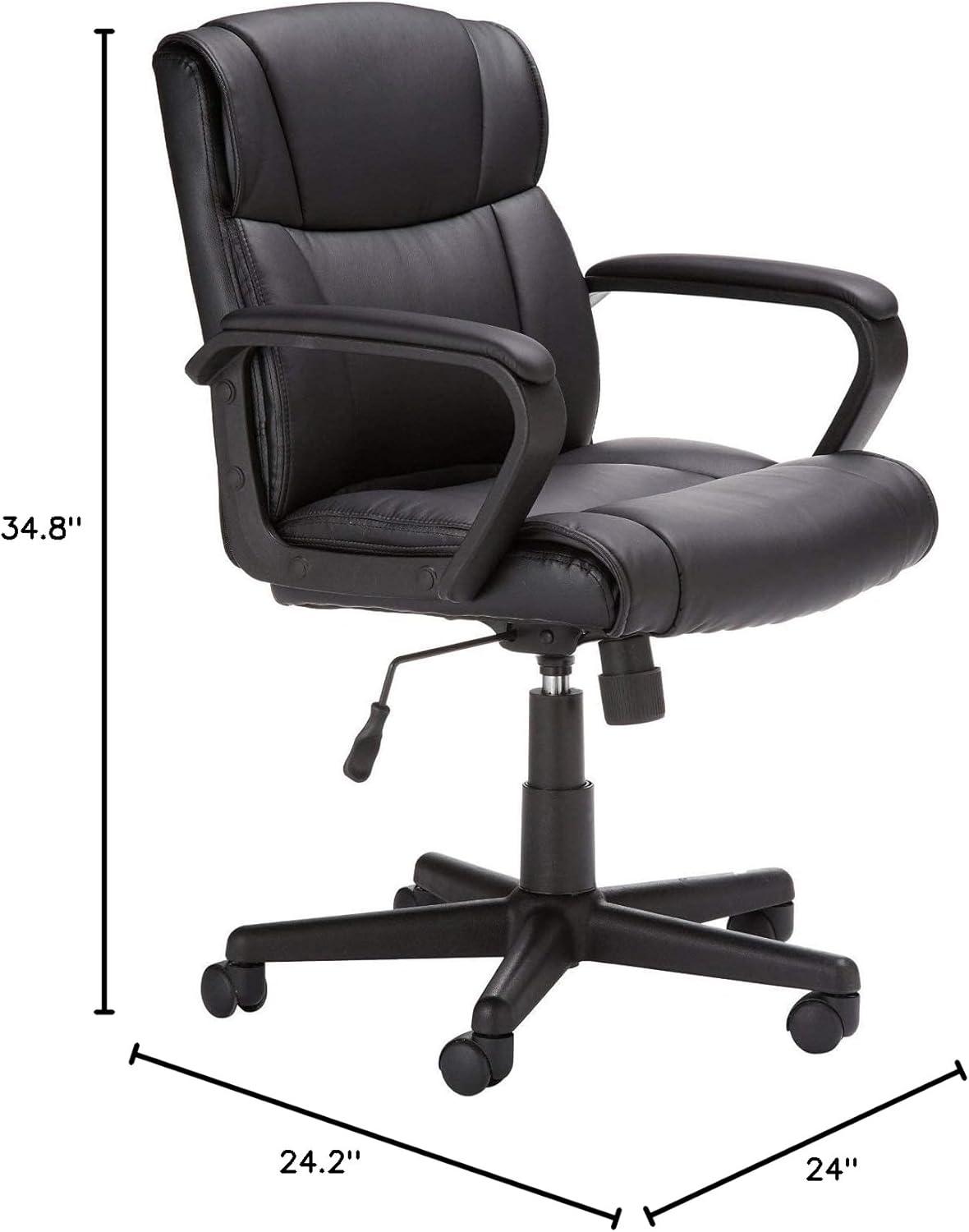 Black Faux Leather Mid-Back Swivel Office Chair