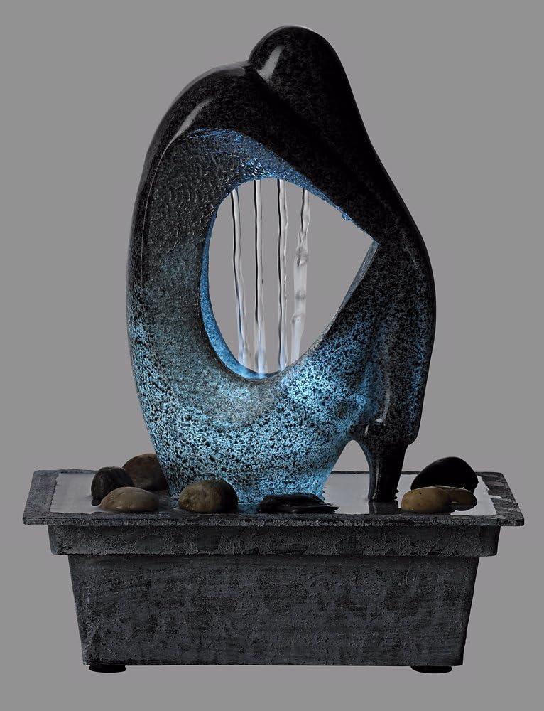 Modern Silhouette 10" High Small Zen Indoor Outdoor Decor Faux Stone Tabletop Fountain with Light LED Waterfall Outside Garden Patio