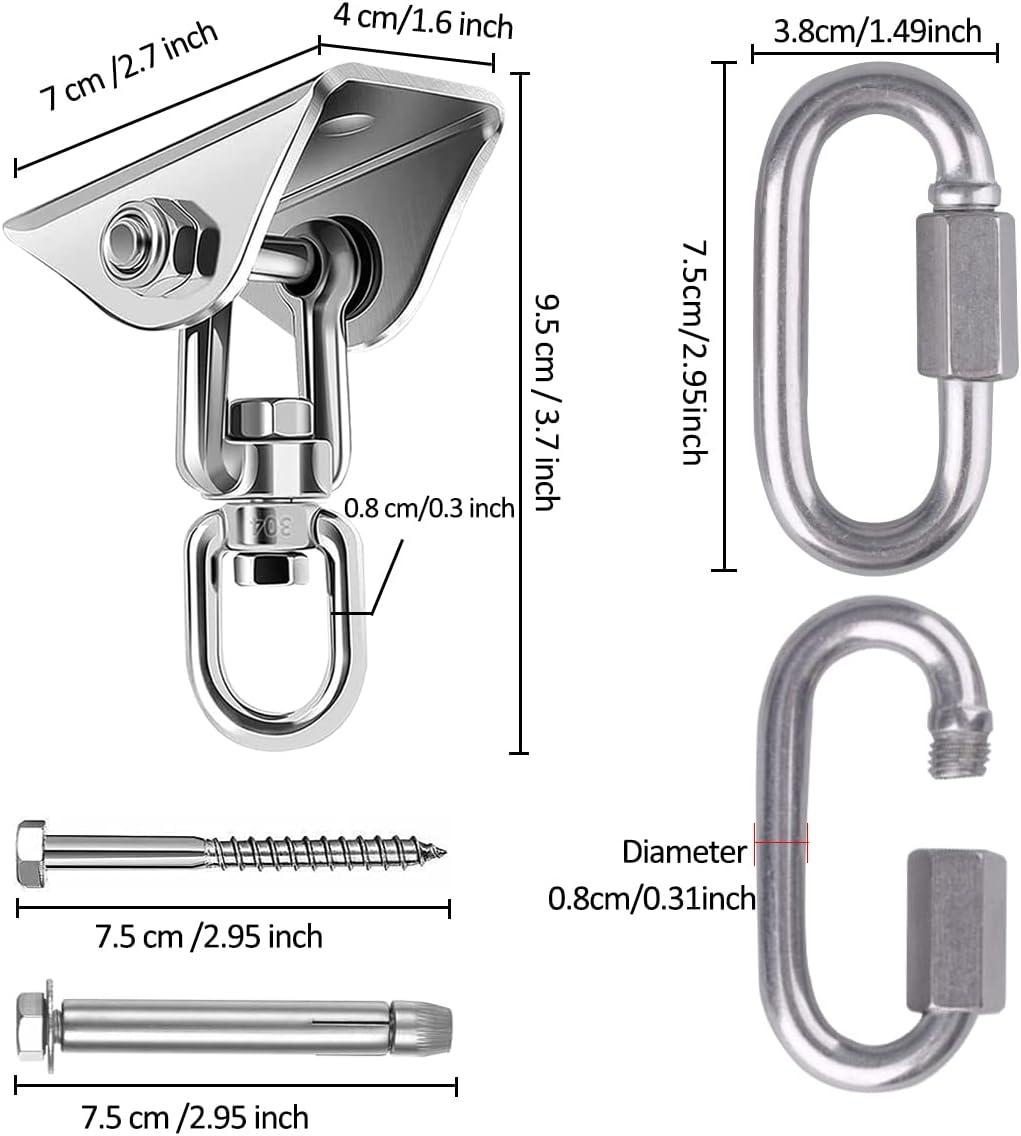 Heavy Duty Stainless Steel 360° Swivel Hammock Hooks Kit