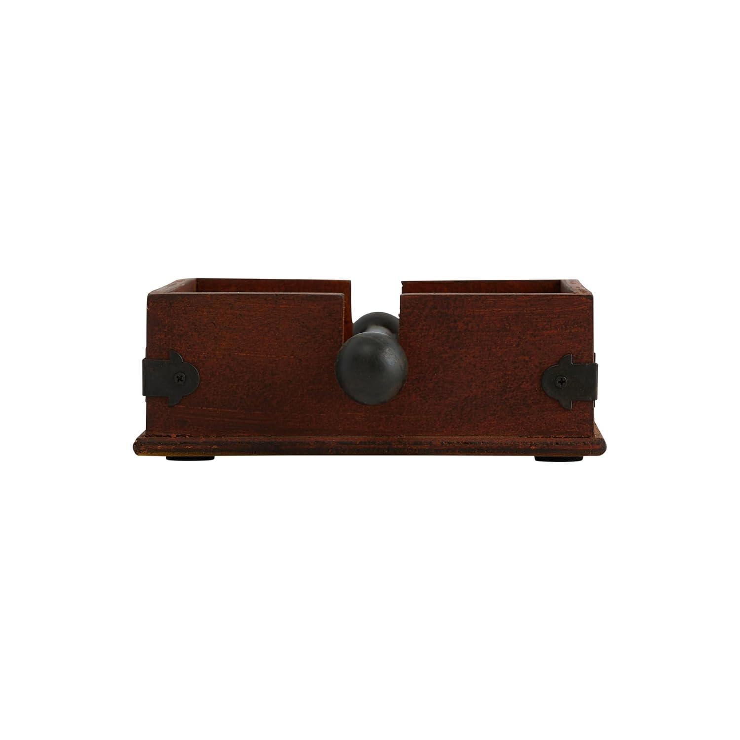 Storied Home Square Wood & Metal Dinner Napkin Holder: Freestanding, Spot Clean, Kitchen Accessory