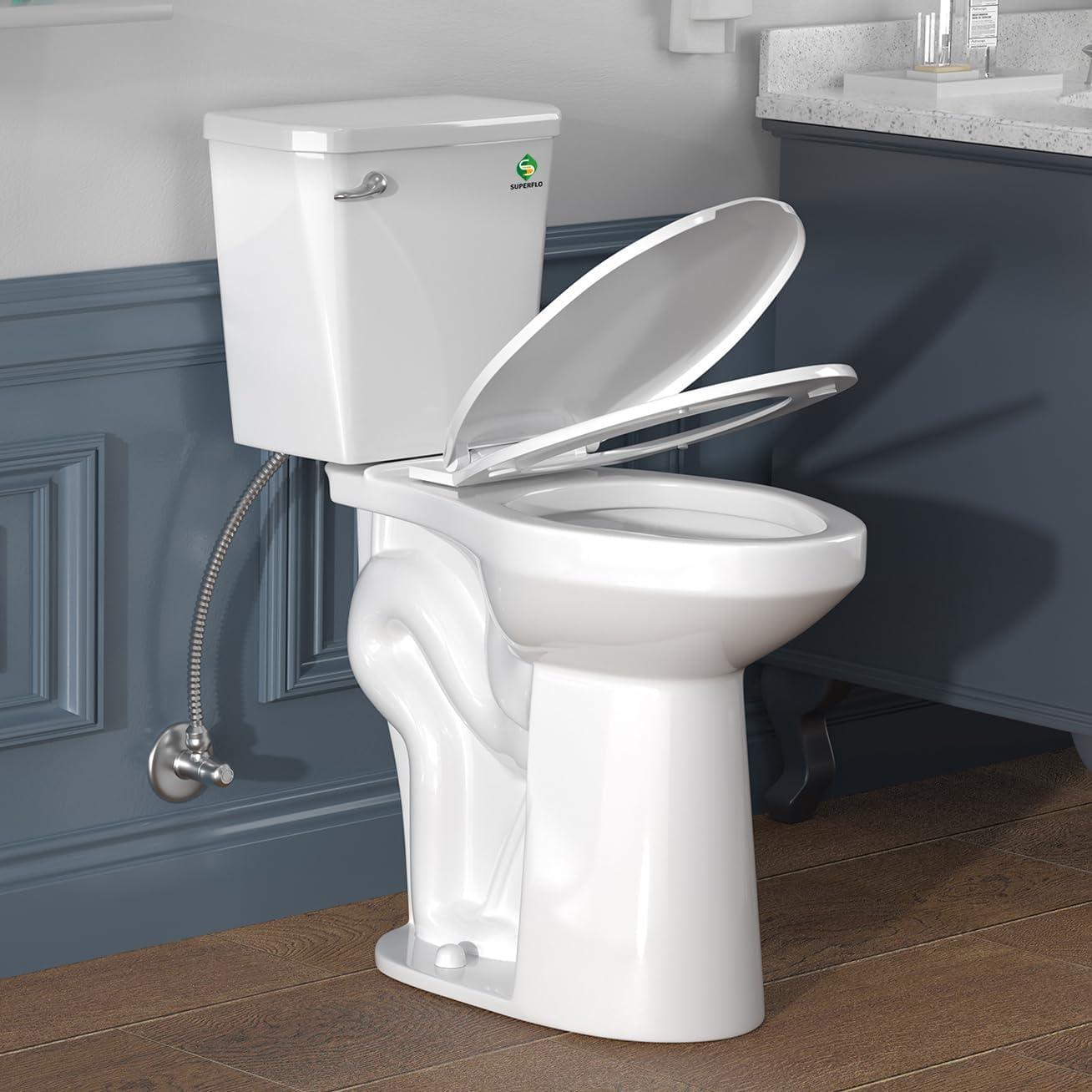 21-inch Height Extra Tall Toilet for Bathrooms, Elongated Toilet Seat, SUPERFLO