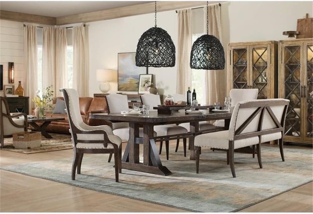 Dark Wood Extendable Trestle Dining Table with Leaves