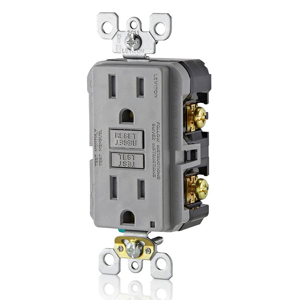 Leviton Gfci Outlet 15A 125V Polycarbonate Nema 5-15R Duplex Gray