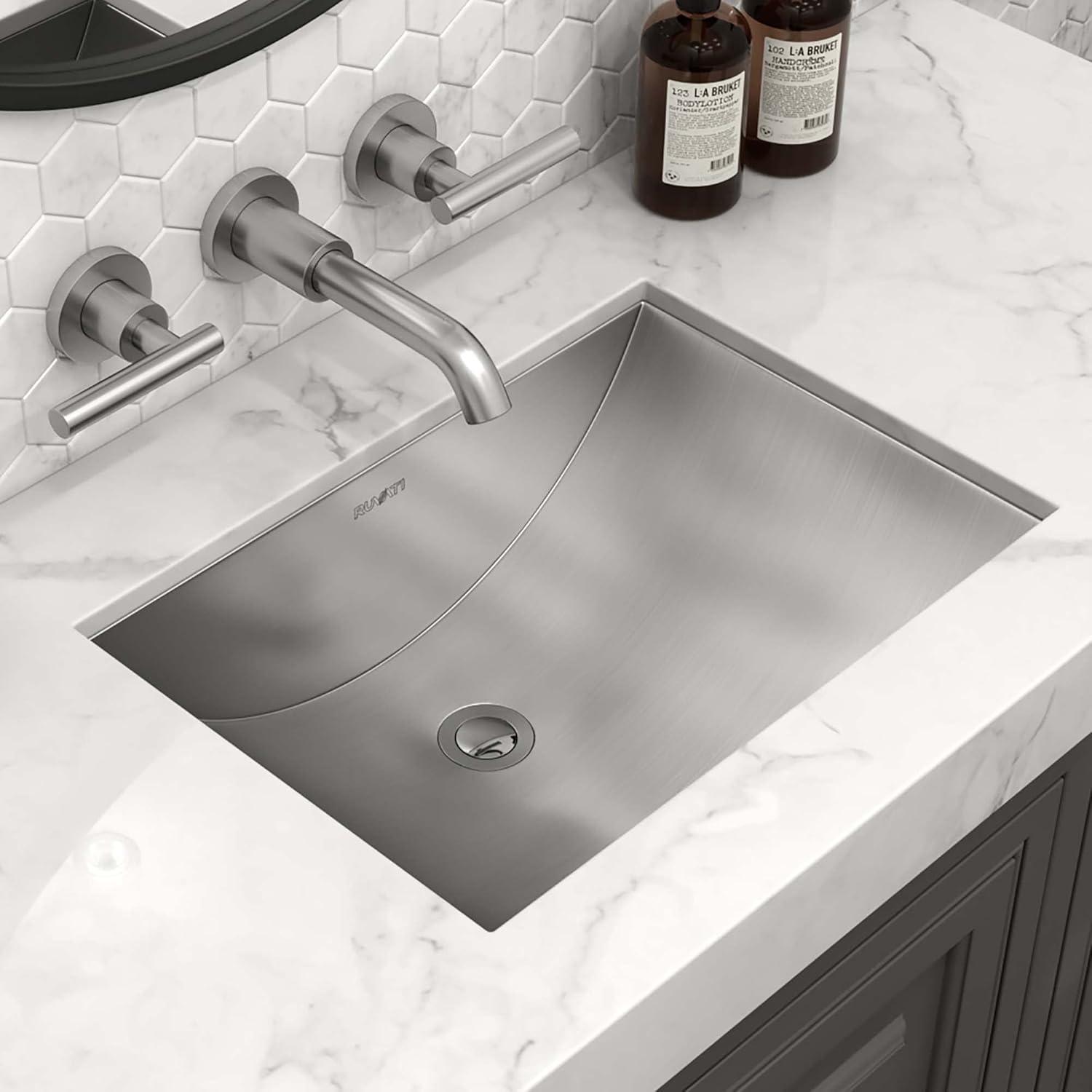 Ruvati 18 x 12 inch Brushed Stainless Steel Rectangular Bathroom Sink Undermount