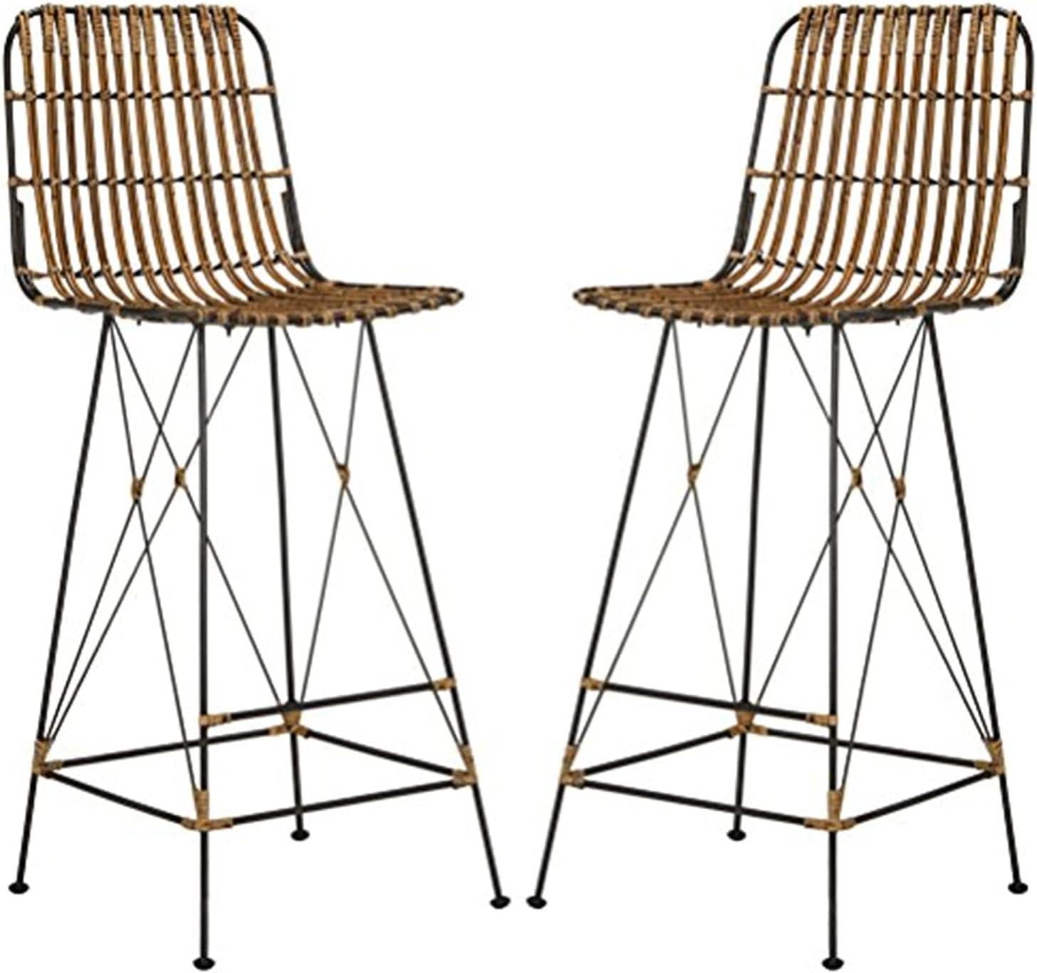 Minerva Wicker Bar Stool (Set of 2)  - Safavieh