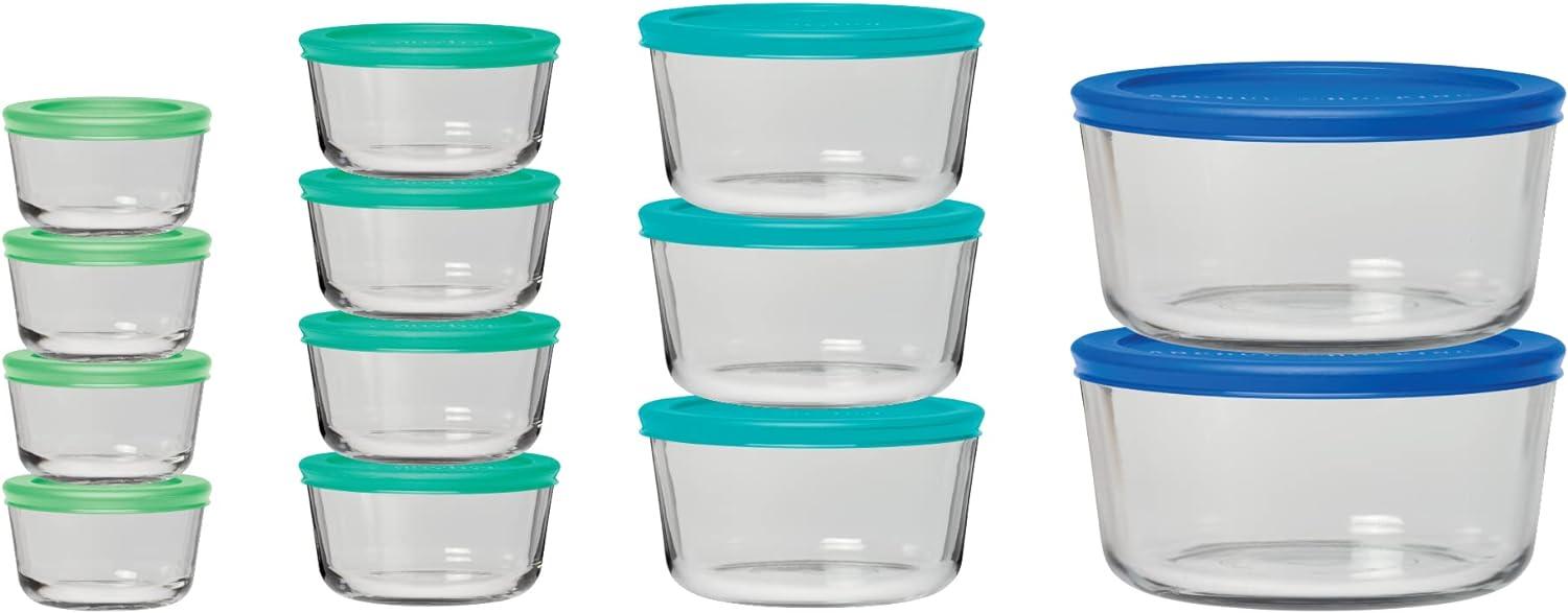 Mixed Blue Glass 26-Piece Airtight Food Storage Set