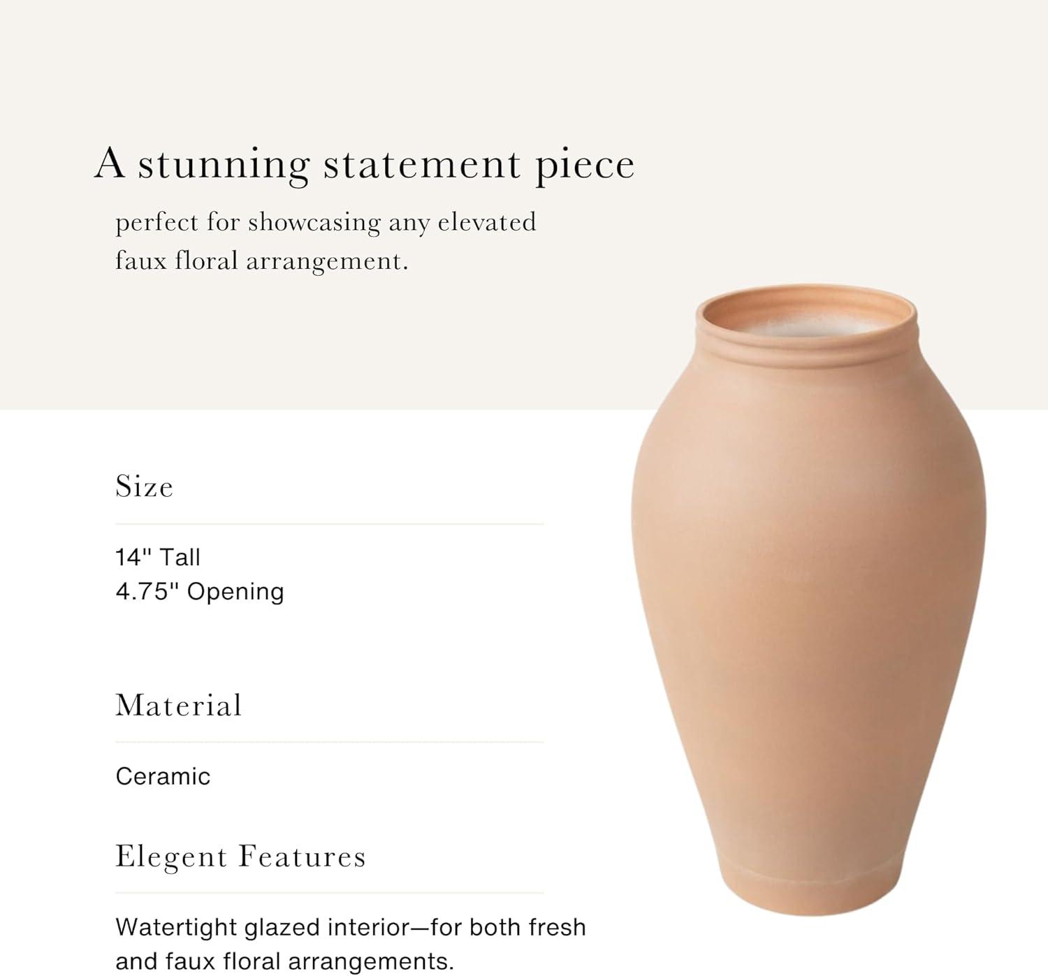 Afloral Terracotta Medium Ceramic Vase - 14"