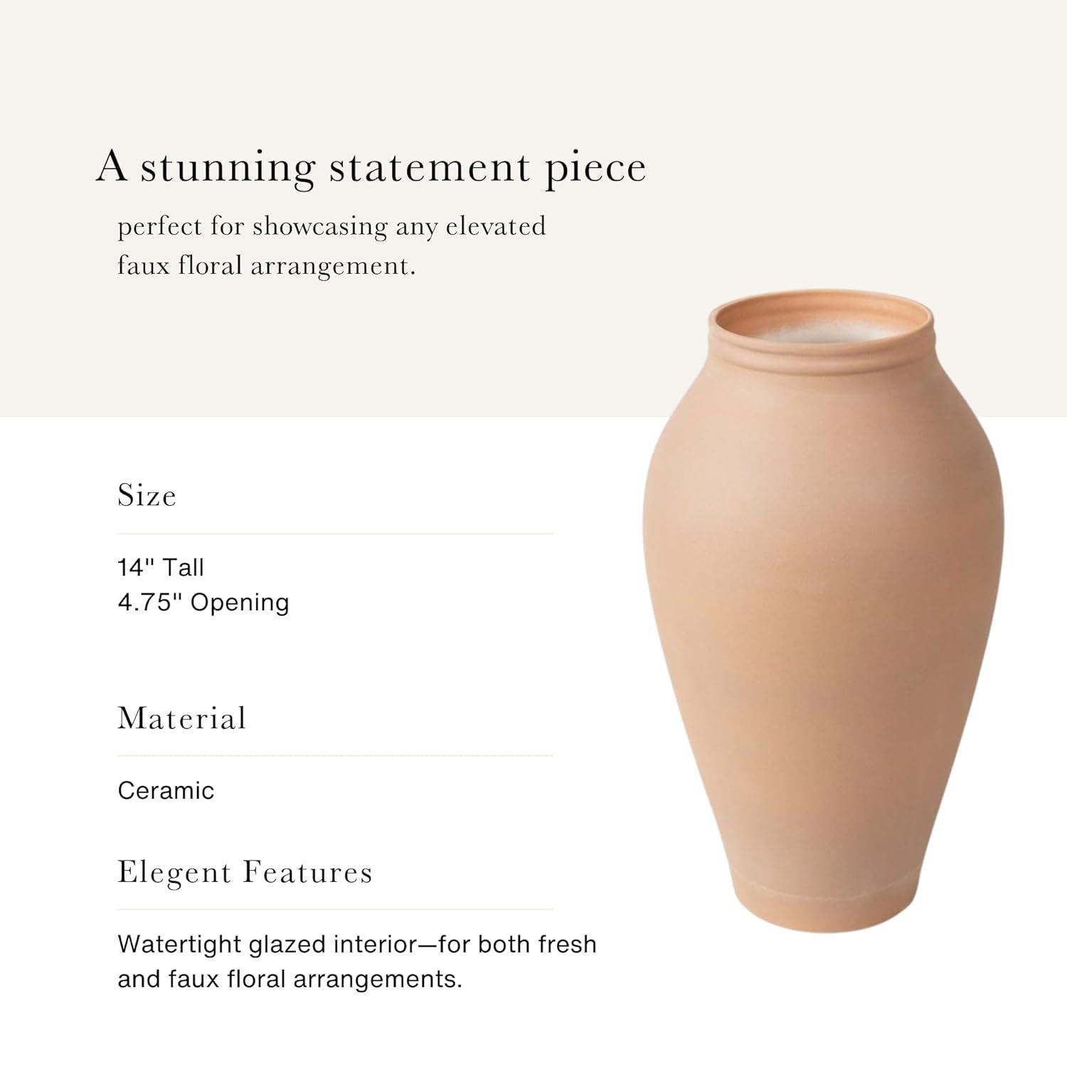Afloral Terracotta Medium Ceramic Vase - 14"