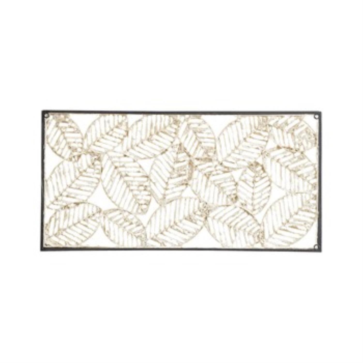 32" x 16" Paper Cloaked Leaves Unframed Wall Decor Natural: Madison Park Etched Botanical Artwork, Molded Hanger