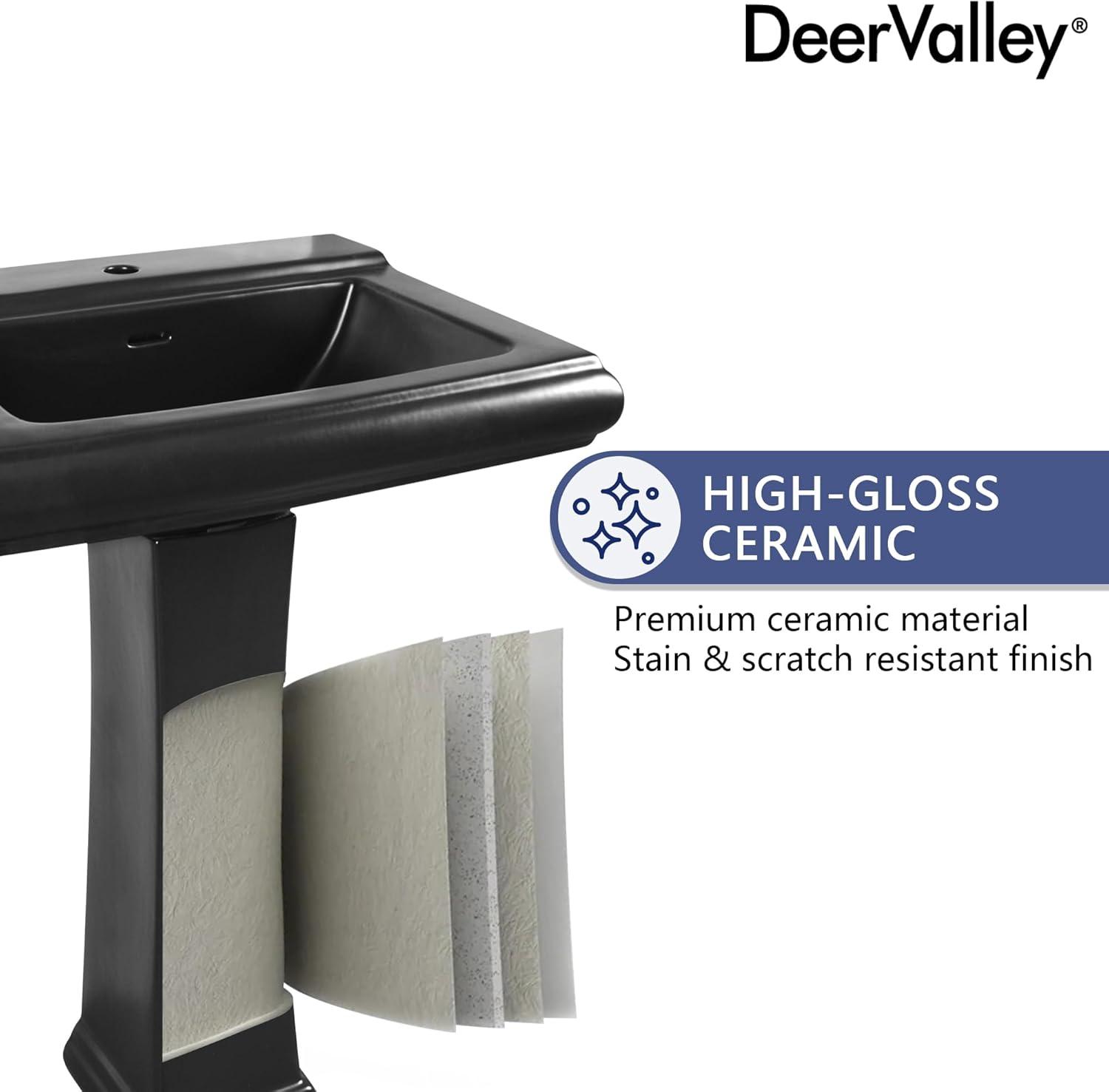 Apex 34" Tall Rectangular Vitreous China Pedestal Bathroom Sink with Overflow