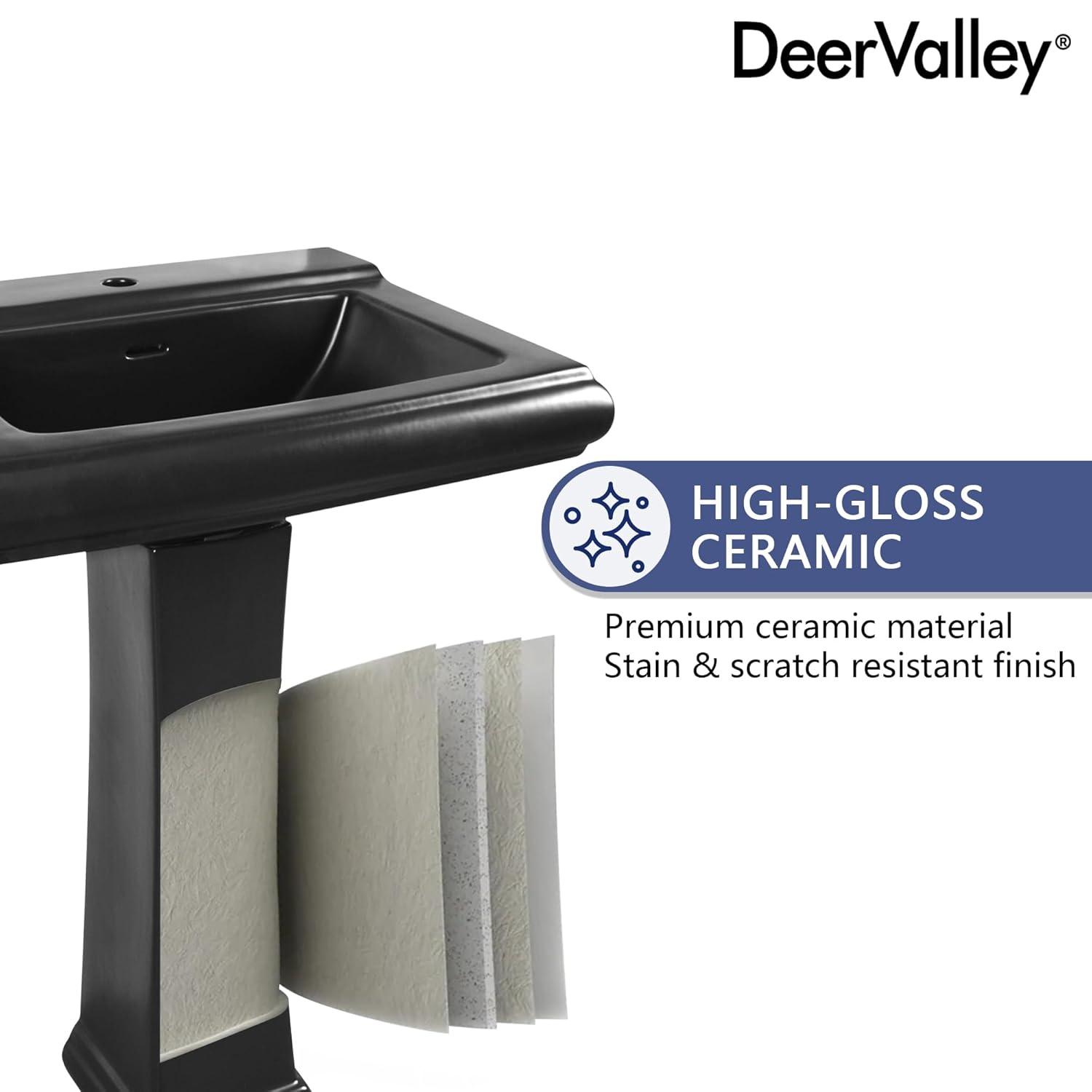 Apex 34" Tall Rectangular Vitreous China Pedestal Bathroom Sink with Overflow