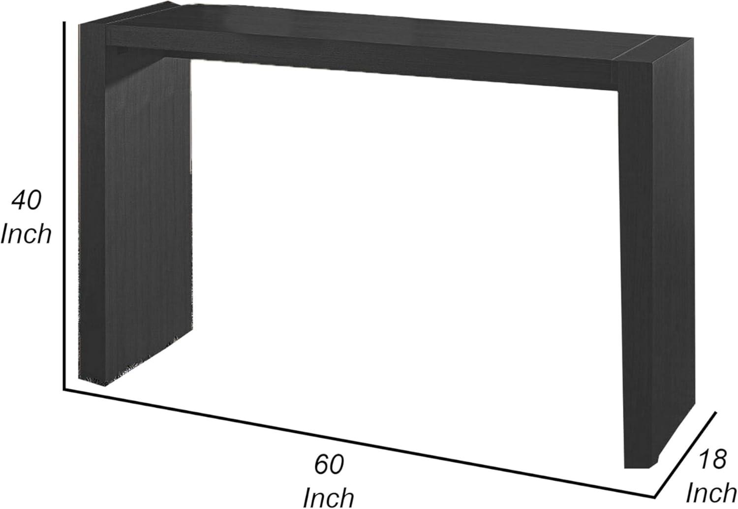 Benjara Loen 60 Inch Long Bar Height Table, Rectangular Panel Base Brown Oak Veneer