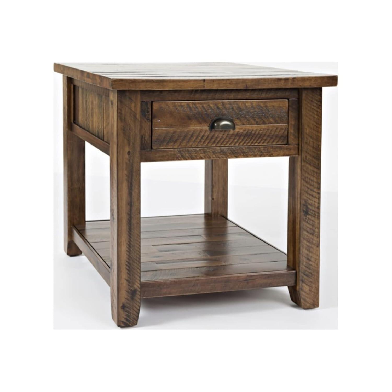 Jofran,Artisan's Craft Rustic Farmhouse Distressed Solid Wood End Table