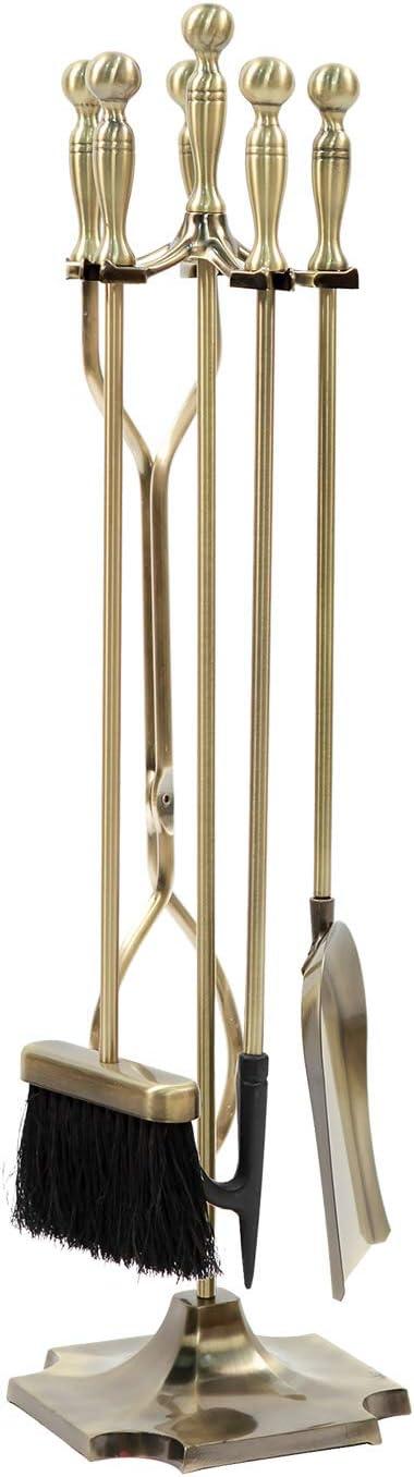 Achla Designs 2pc Concord Fireplace Tool Set Antique Brass Finish