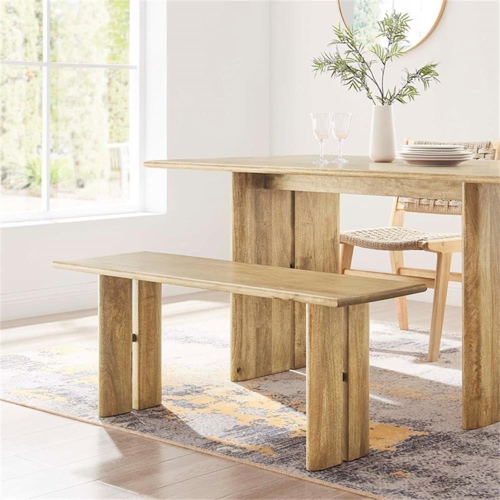 Amistad 46" Oak Mango Wood Dining Bench with Adjustable Foot Pads