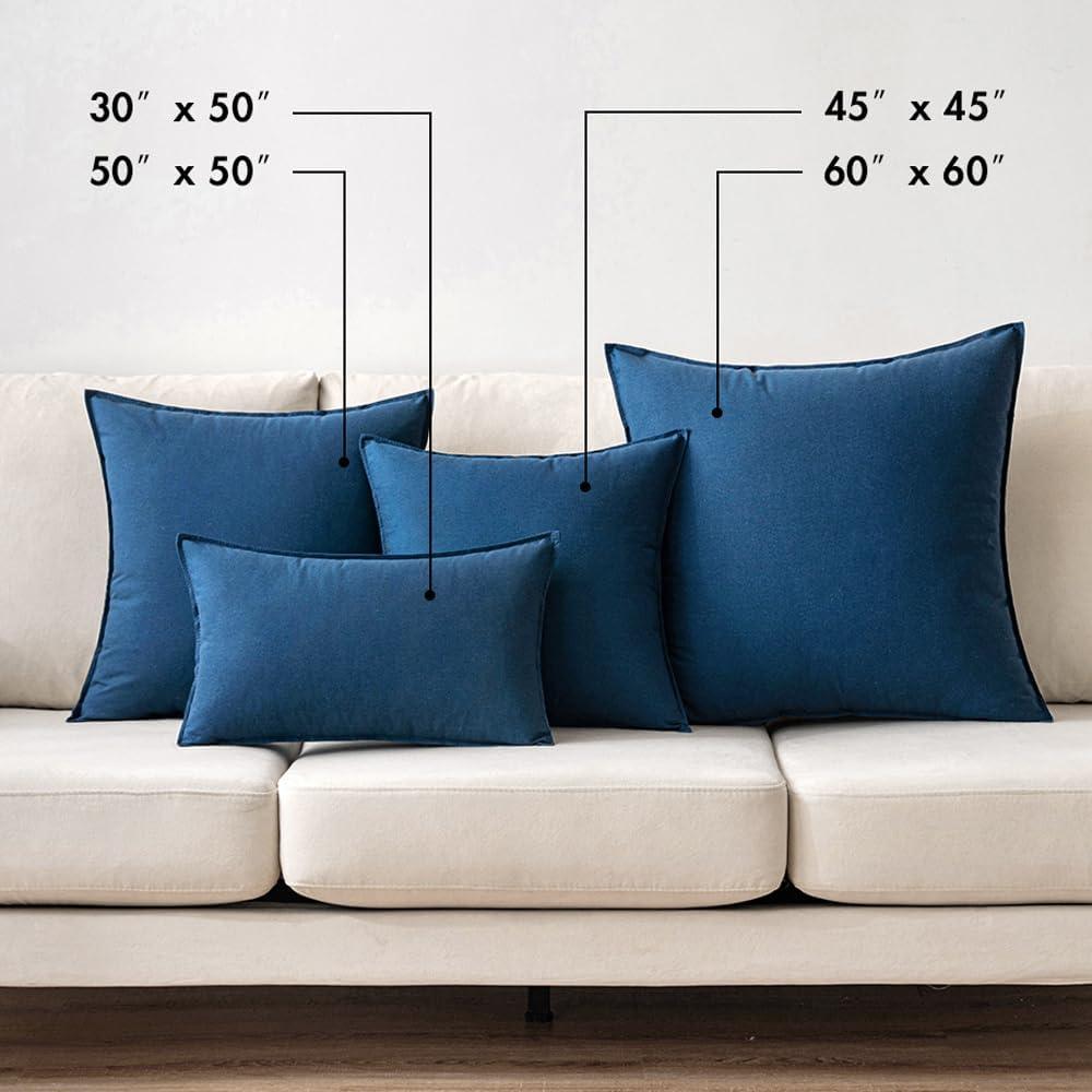 MIULEE Pack of 2 Decorative Linen Pillow Covers 20x20 Inch Navy Blue Farmhouse Soild Neutral Throw Pillow Covers Soft Accent Decorative Pillowcases Home Decors for Couch Sofa Bed Living Room