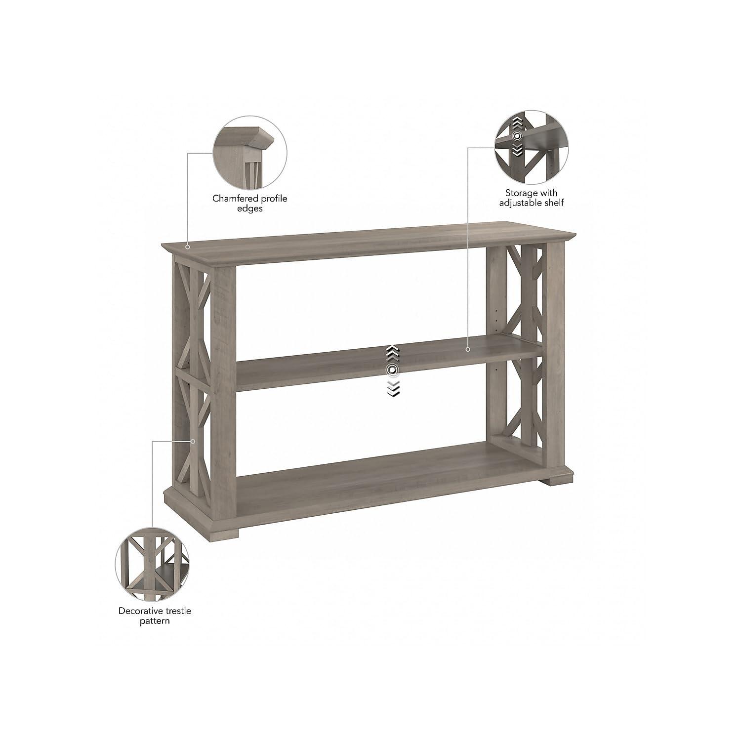 Homestead Console Table with Shelves in Driftwood Gray - Engineered Wood
