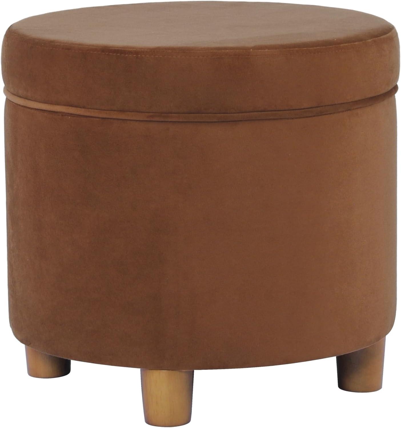 HomePop Round Storage Ottoman Spice: Upholstered Footstool with Hardwood Frame, 250lb Capacity